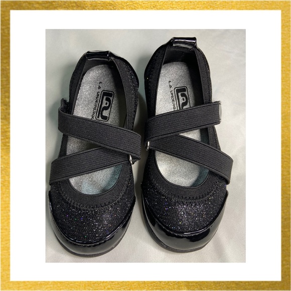 Toddler Girl Size 6 Black Glitter Mary Jane Flats - Picture 3 of 5